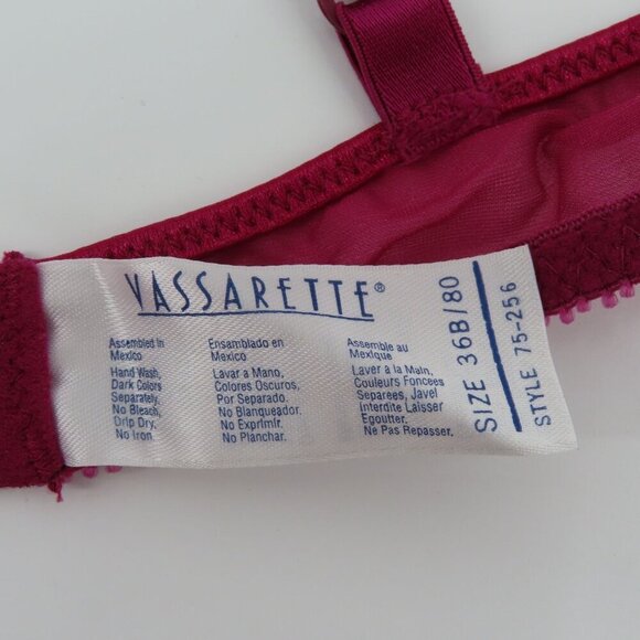 Vintage Vassarette 36B Virtue Red Style 75256 Underwire Bra No Padding NEW NWT - Picture 12 of 15